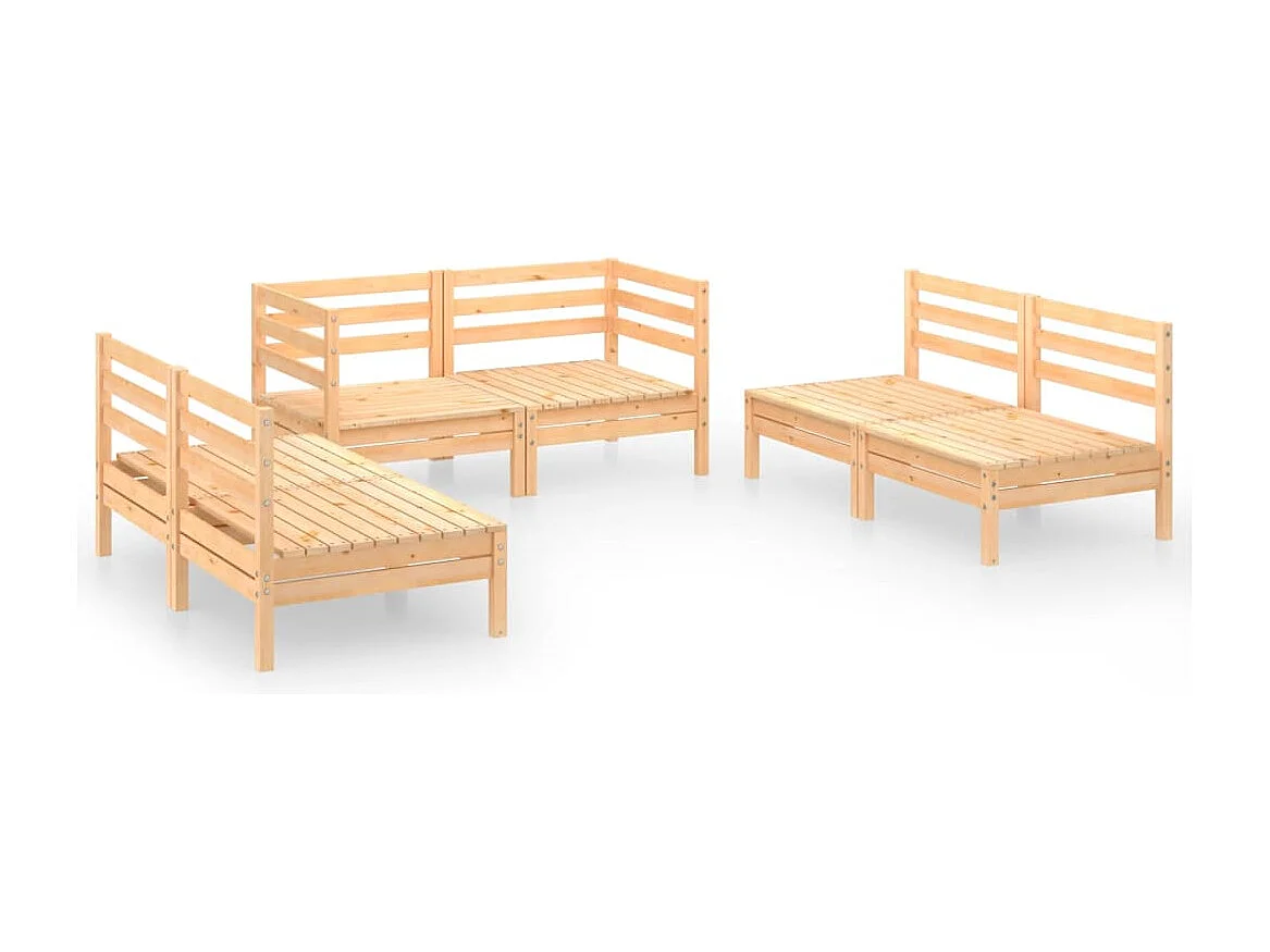 Juego de muebles de jardín 6 piezas madera maciza de pino