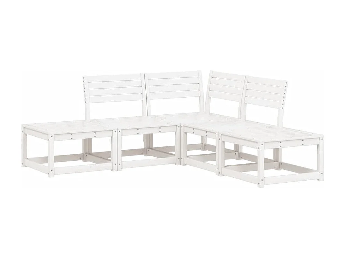 Salon de jardin 5 pièces blanc bois massif de pin