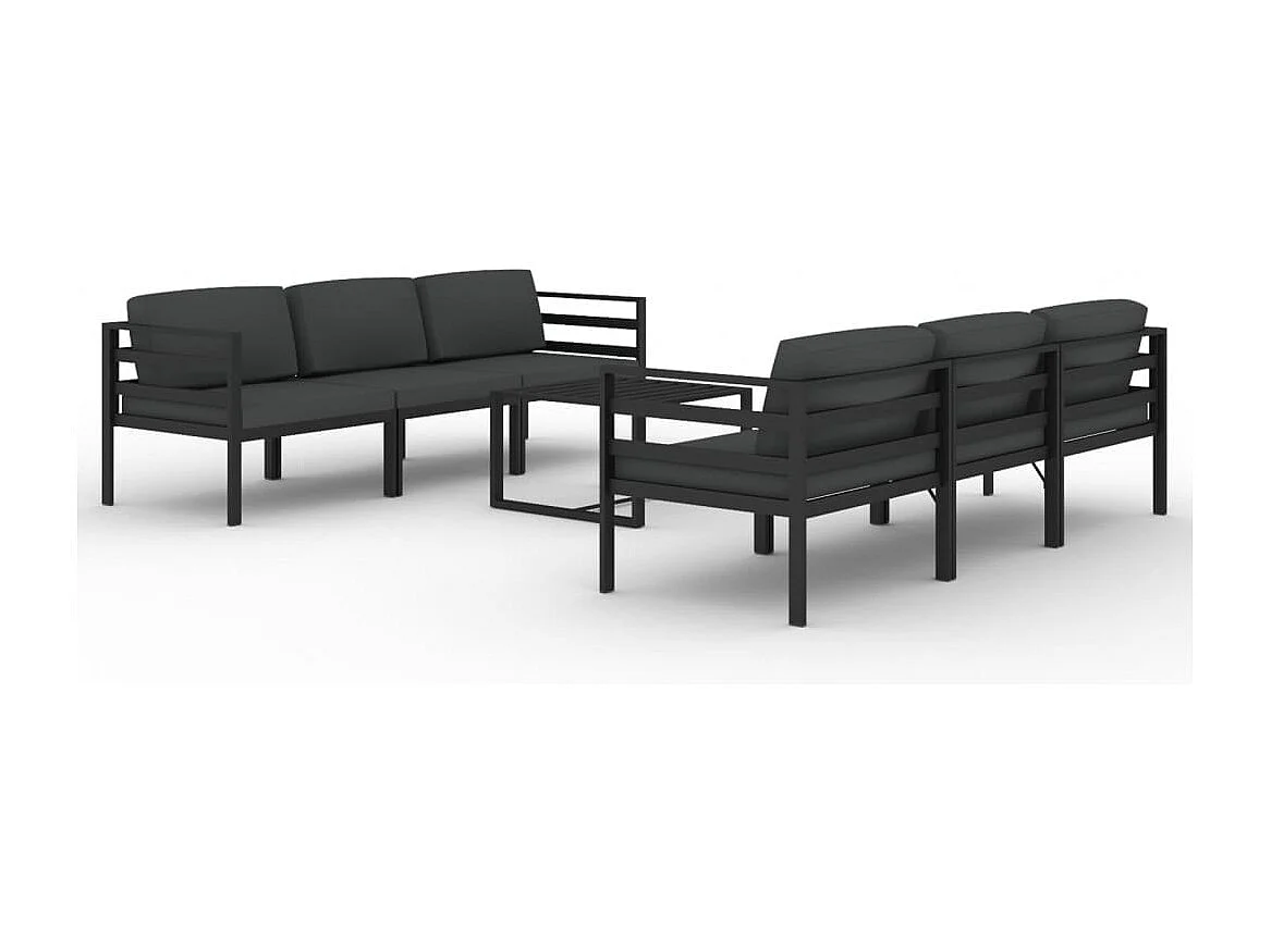 Set muebles de jardín 7 piezas y cojines aluminio gris antracita