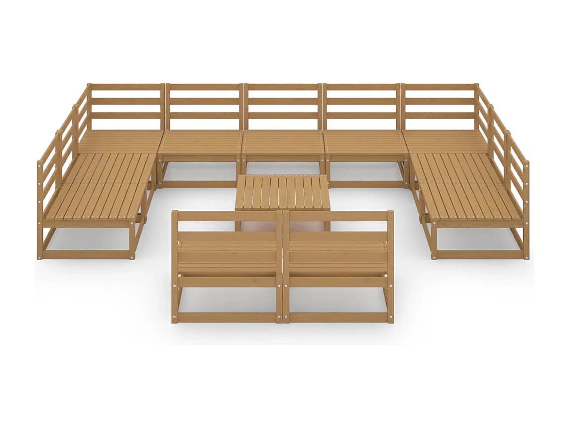 Salon de jardin 12 pièces bois de pin massif