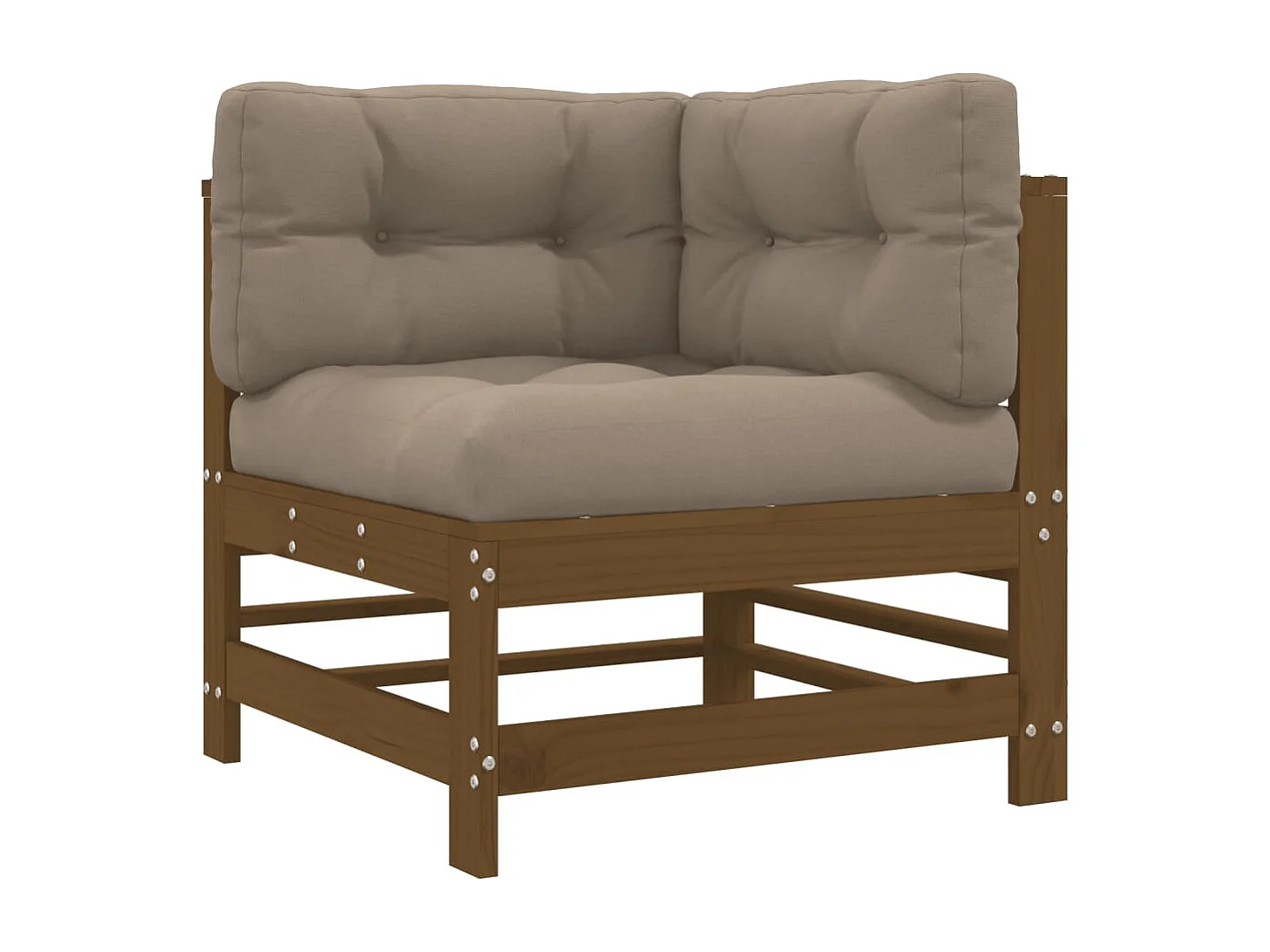 7-delige Loungeset met kussens massief hout honingbruin