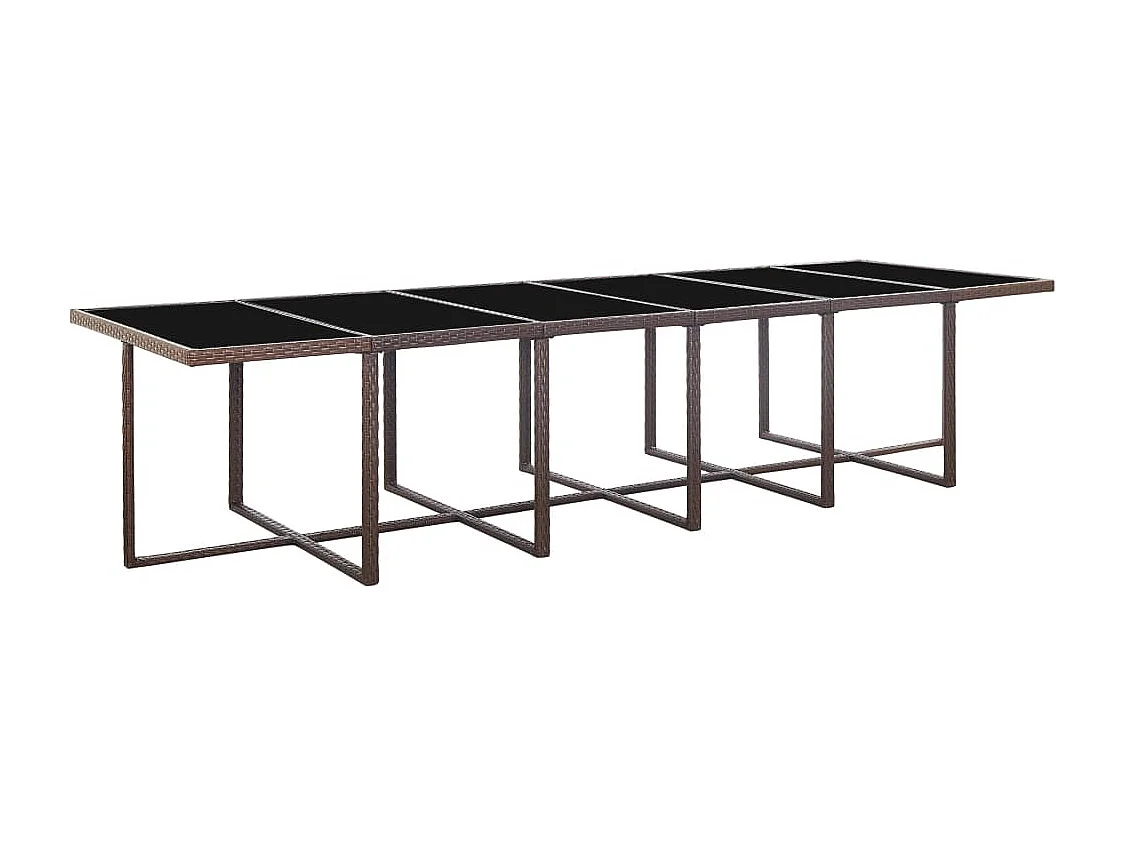 Set comedor de jardín 17 piezas y cojines ratán sintético marrón