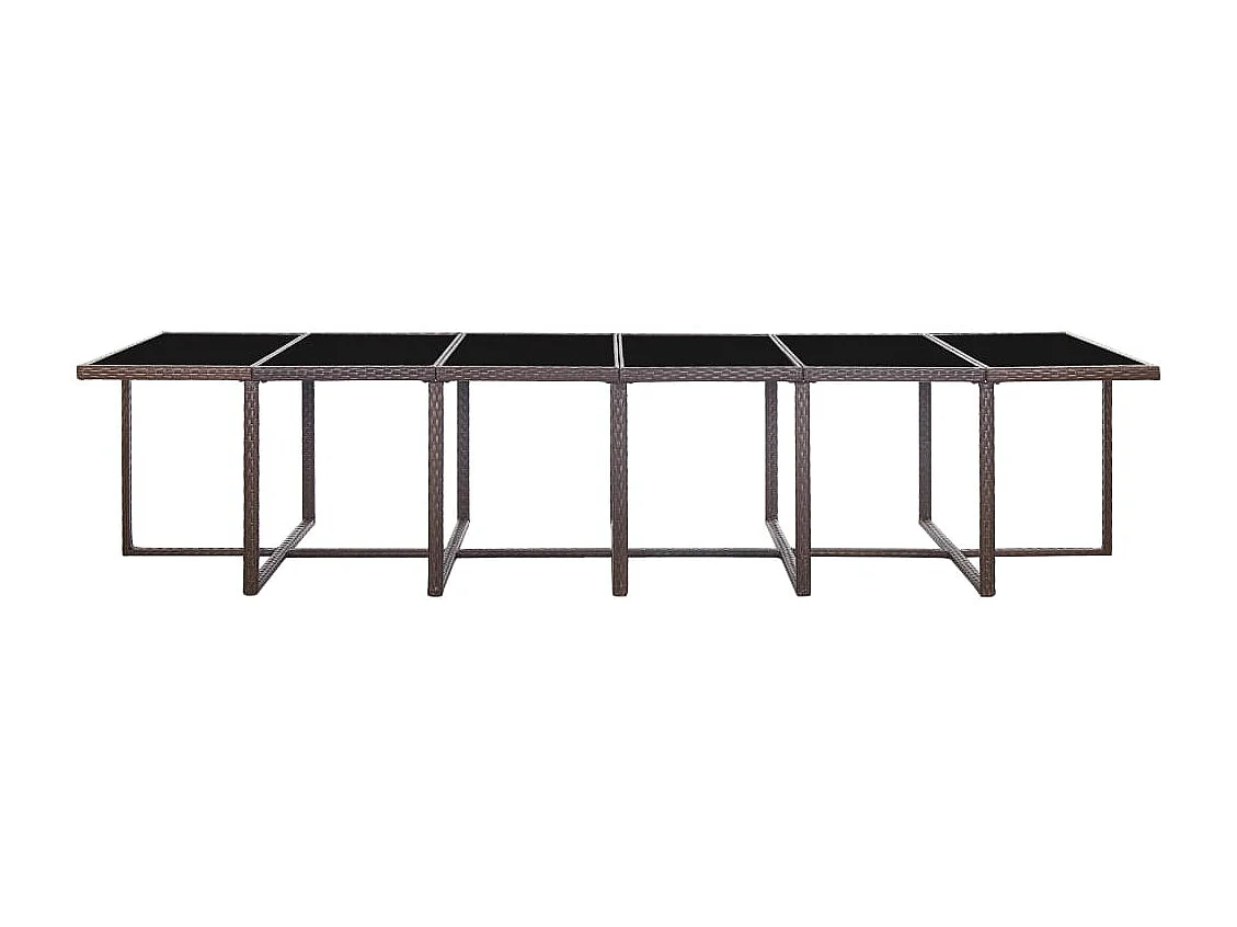 Set comedor de jardín 17 piezas y cojines ratán sintético marrón