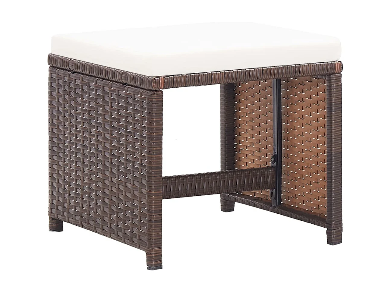 Set comedor de jardín 17 piezas y cojines ratán sintético marrón