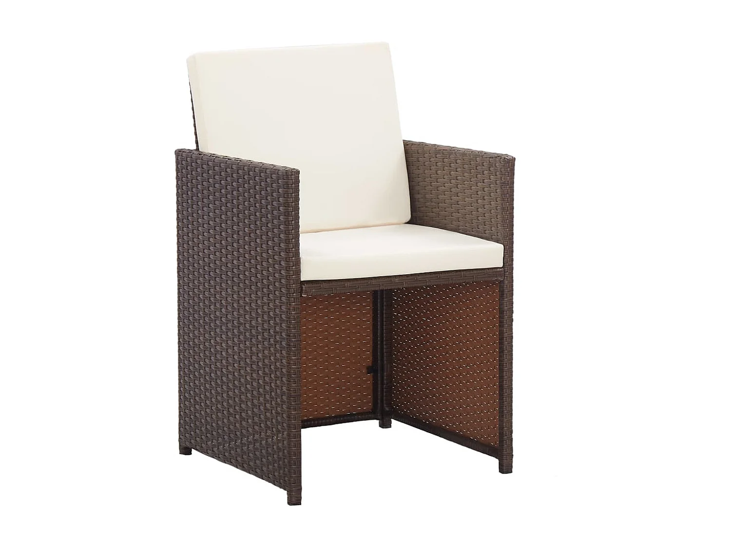 Set comedor de jardín 17 piezas y cojines ratán sintético marrón