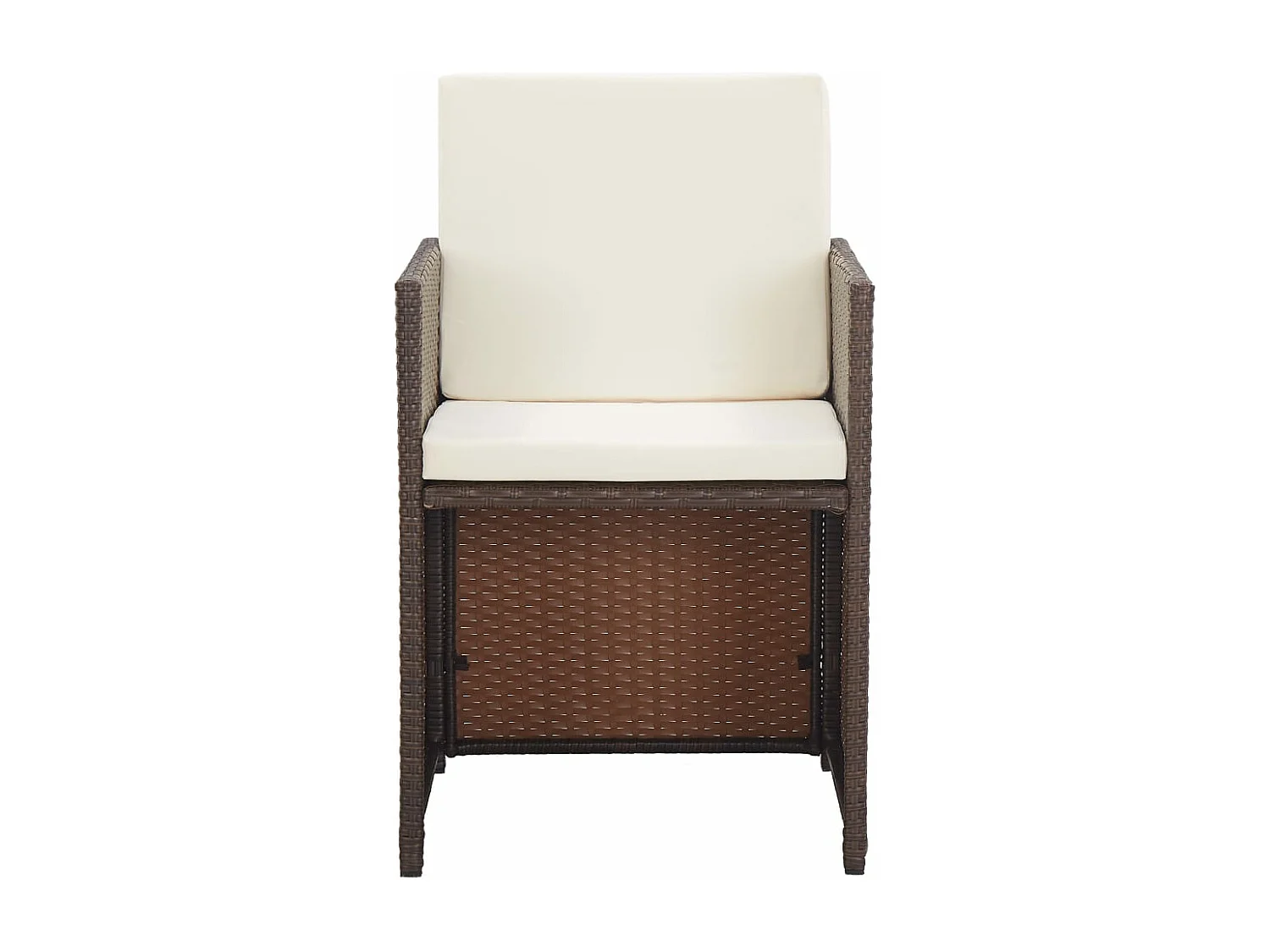 Set comedor de jardín 17 piezas y cojines ratán sintético marrón