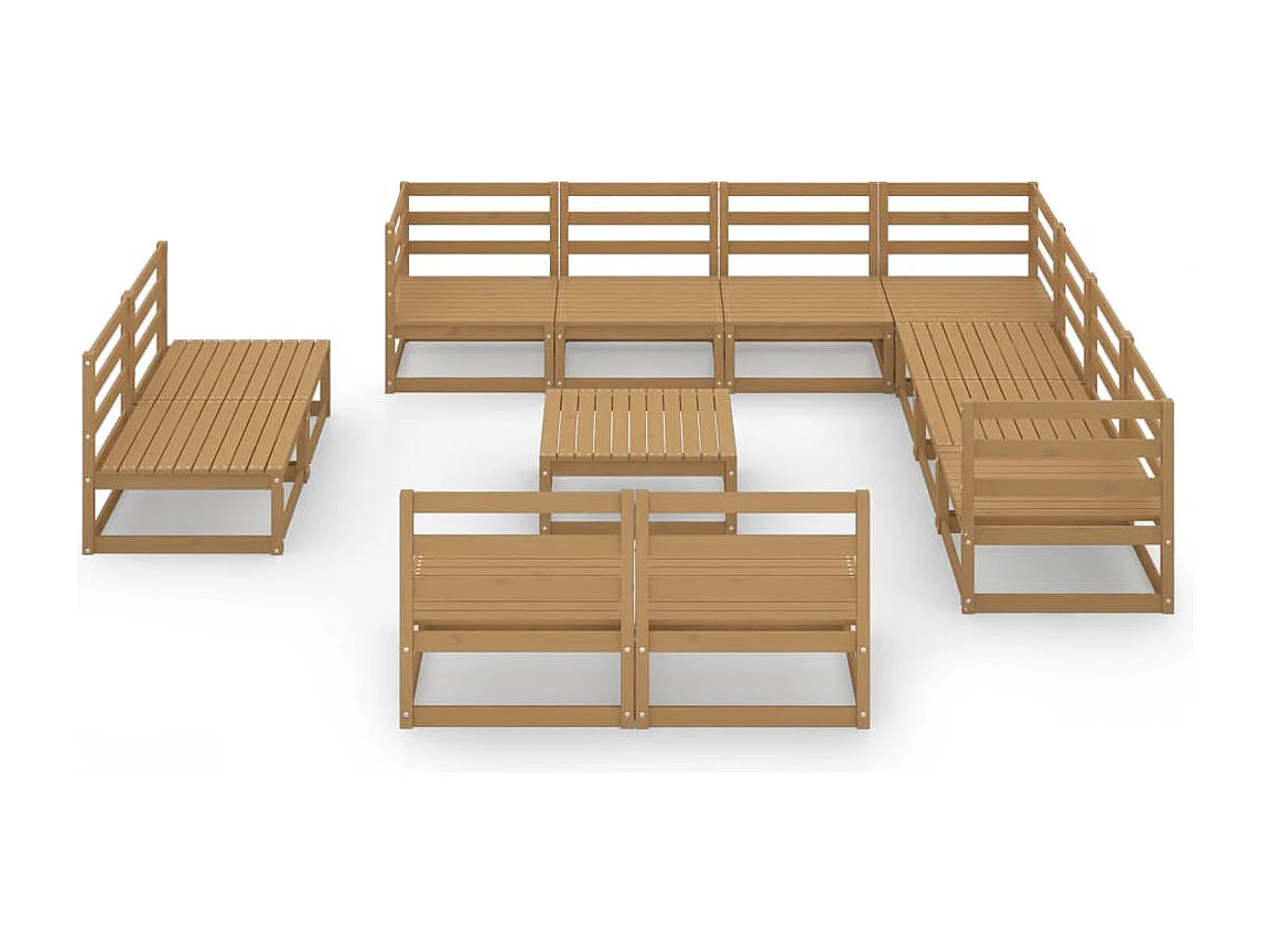 12 peças conjunto lounge de jardim pinho sólido castanho mel