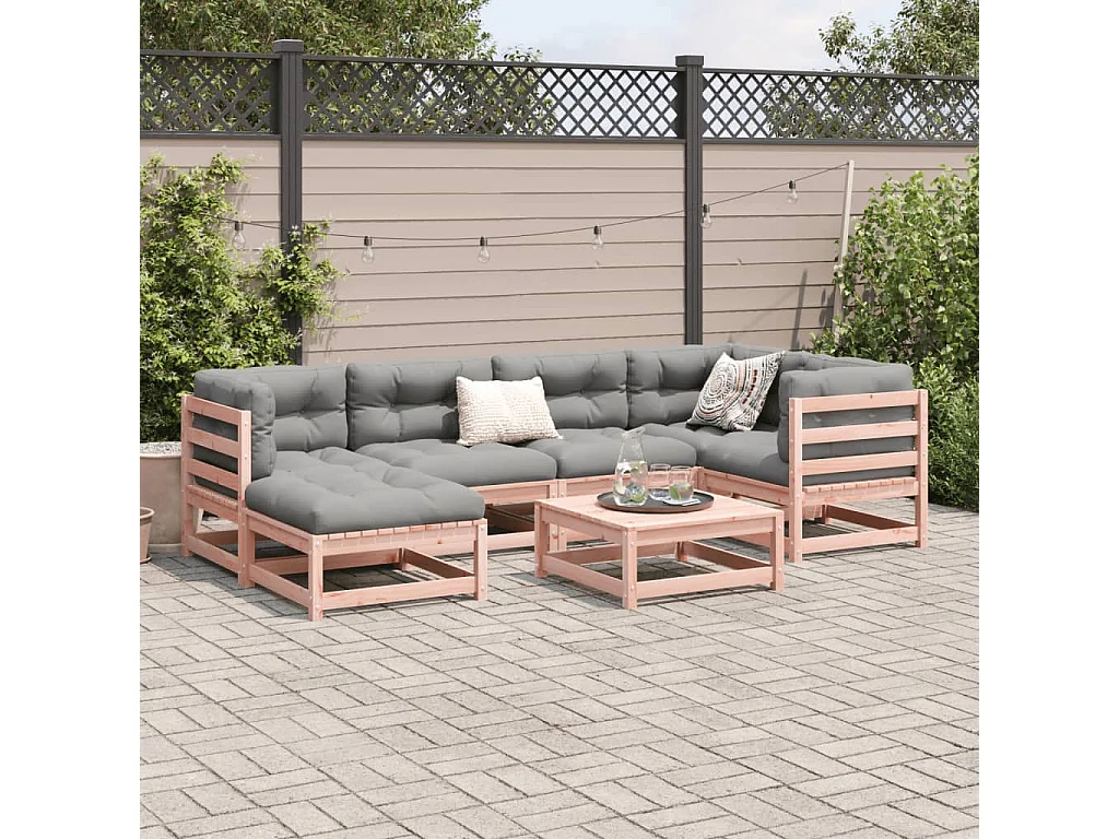 Salon de jardin 7 pièces bois massif sapin de douglas