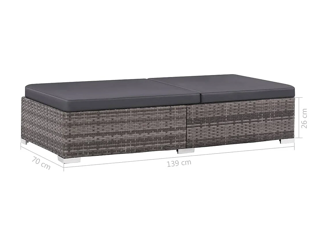 Salon de jardin 3 pièces avec coussins Résine tressée Gris