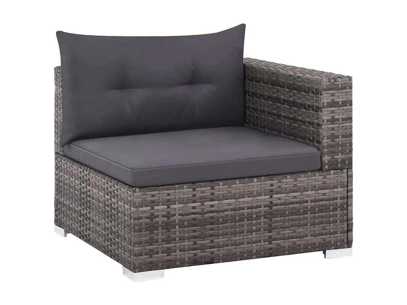 Salon de jardin 3 pièces avec coussins Résine tressée Gris