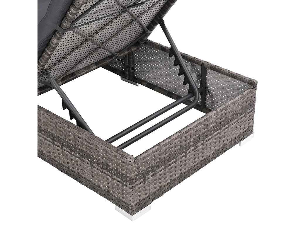 Salon de jardin 3 pièces avec coussins Résine tressée Gris