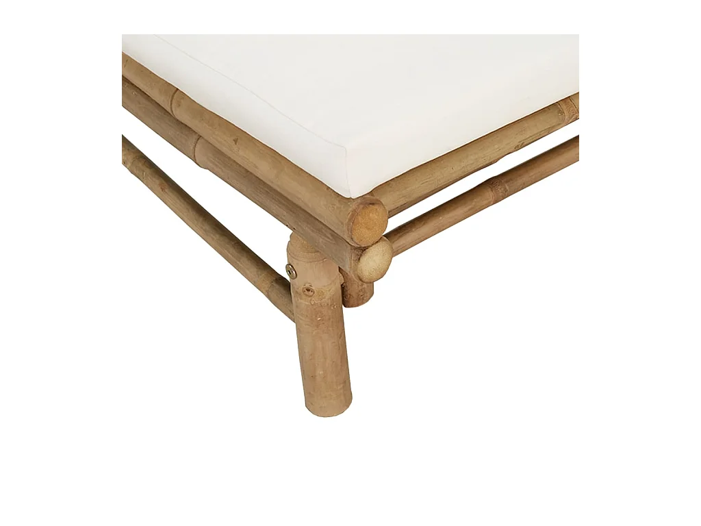 Salon de jardin 5 pièces avec coussins blanc crème bambou