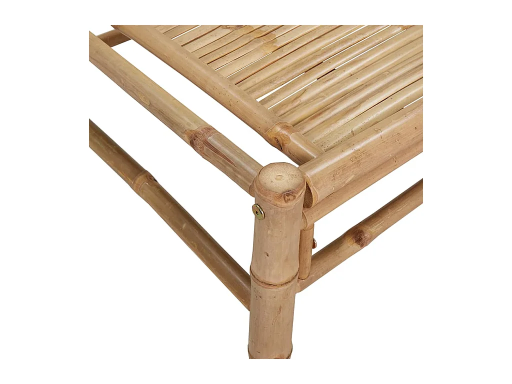 Salon de jardin 5 pièces avec coussins blanc crème bambou