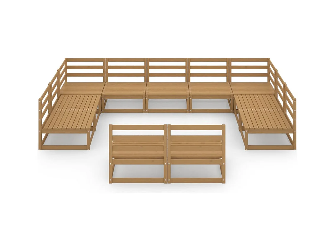 Muebles de jardín 11 piezas madera maciza de pino