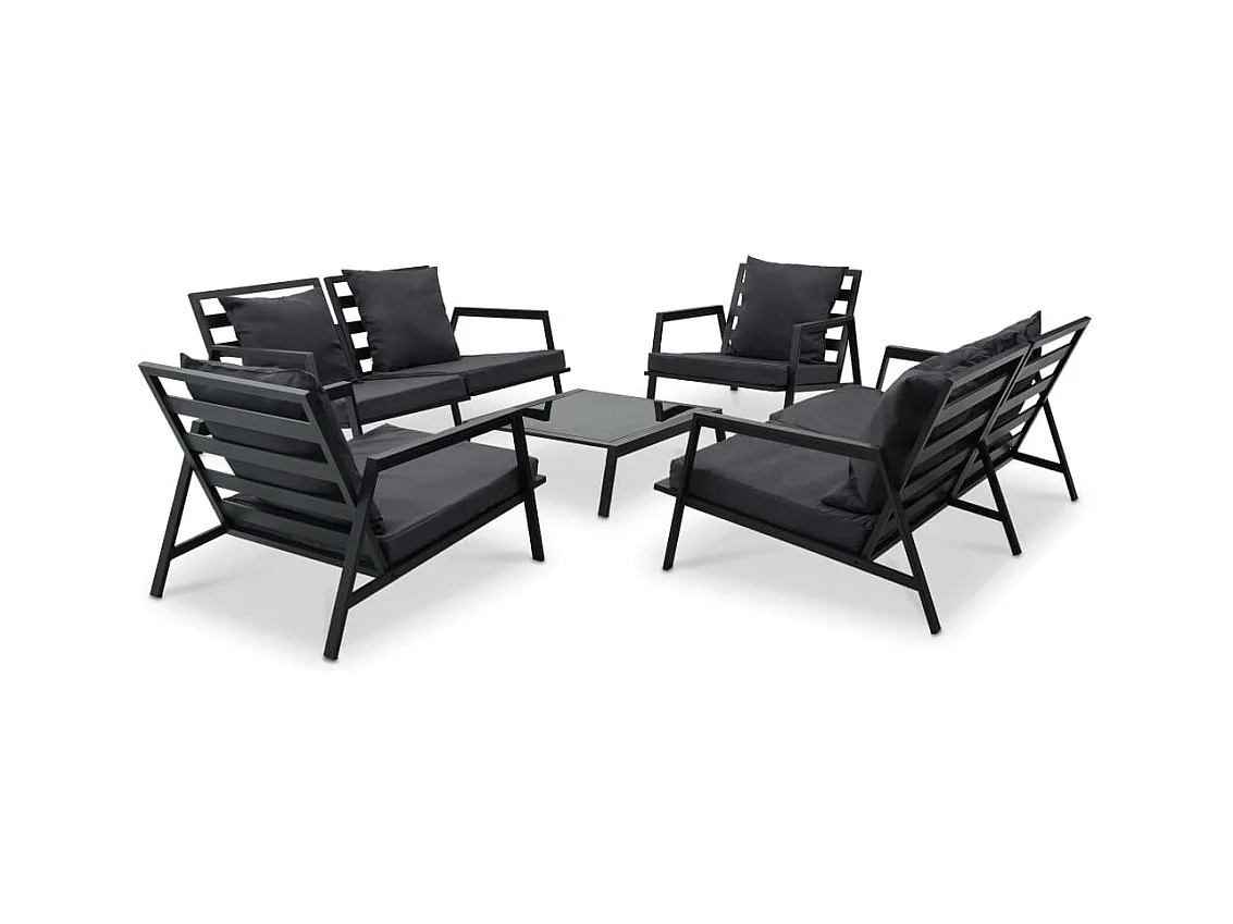 Salon de jardin 5 pièces avec coussins Aluminium Gris foncé