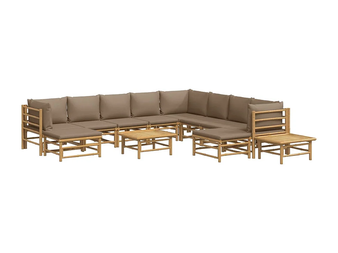 12-delige Loungeset met kussens bamboe taupe