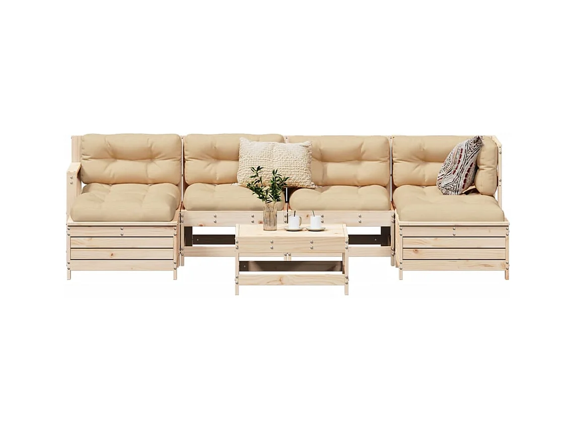 7-delige Loungeset massief grenenhout