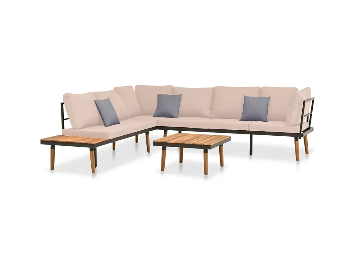 Salon de jardin 4 pièces avec coussins Bois massif d'acacia