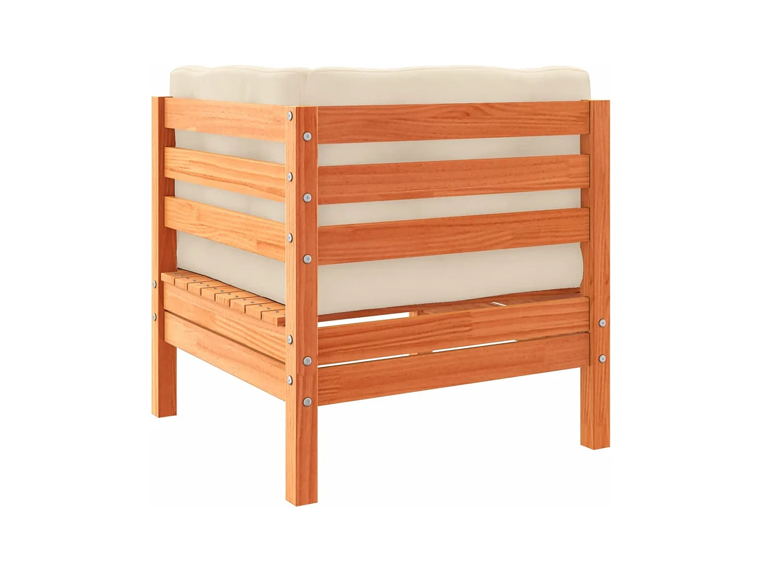 Salon de jardin 5 pièces avec coussins cire marron bois pin massif