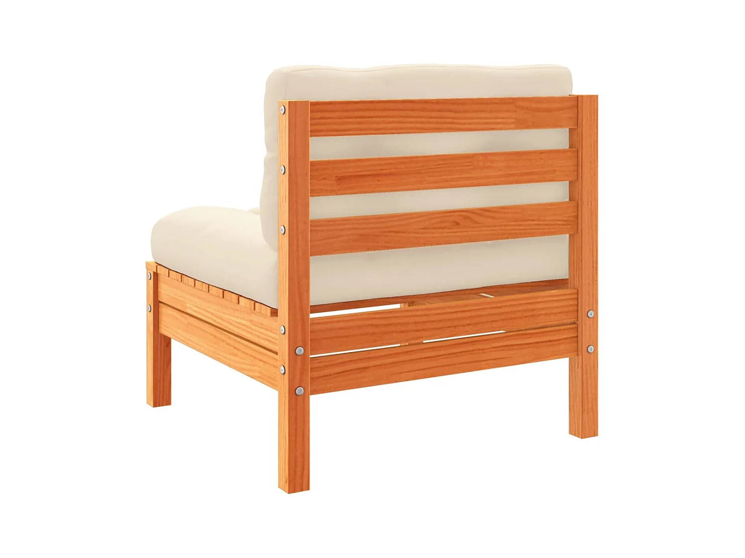 Salon de jardin 5 pièces avec coussins cire marron bois pin massif
