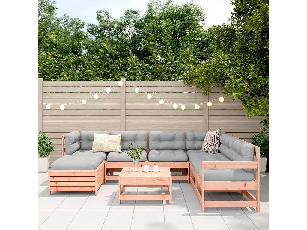 8 peças conj. sofás jardim madeira abeto-de-douglas