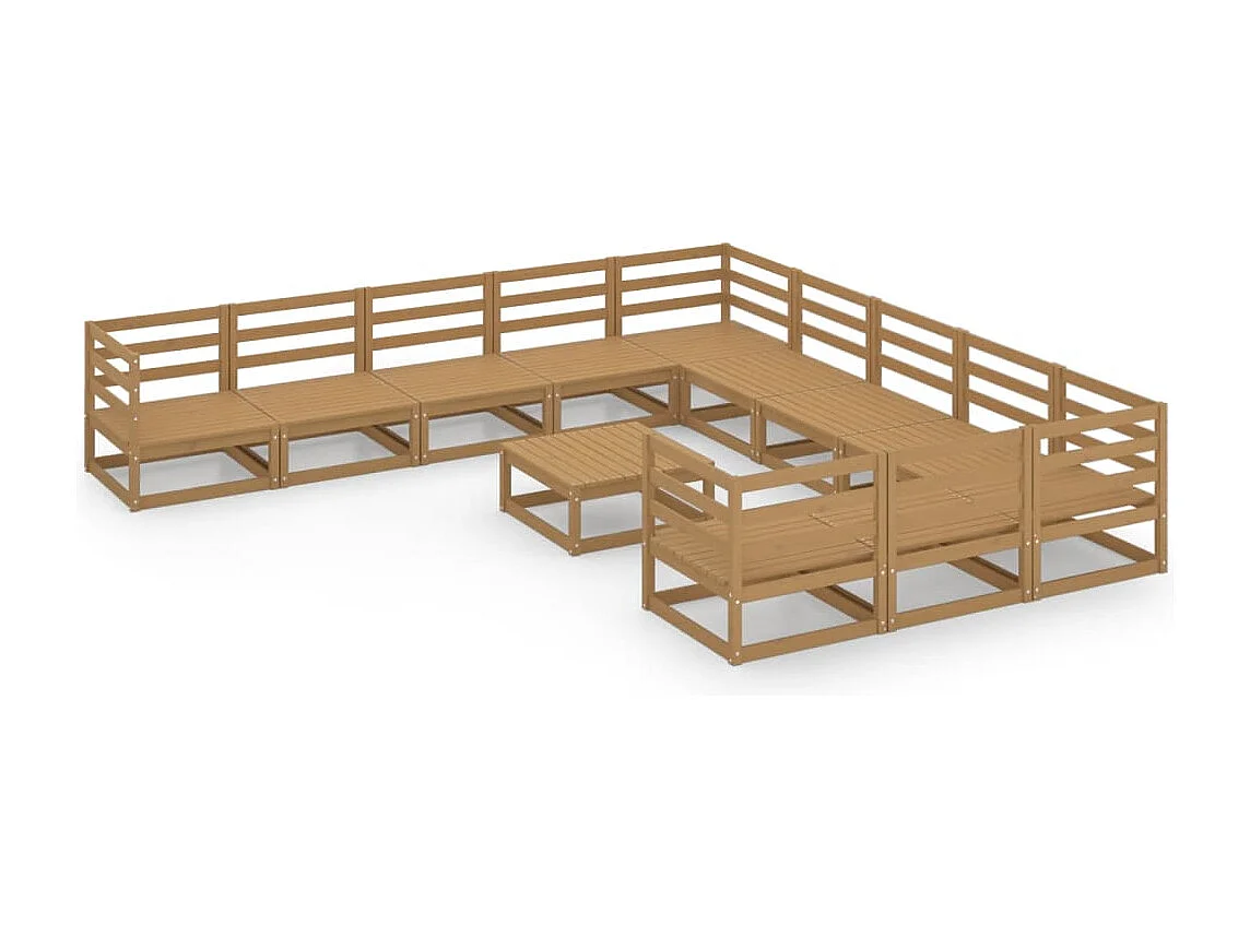 12 peças conjunto lounge de jardim pinho maciço