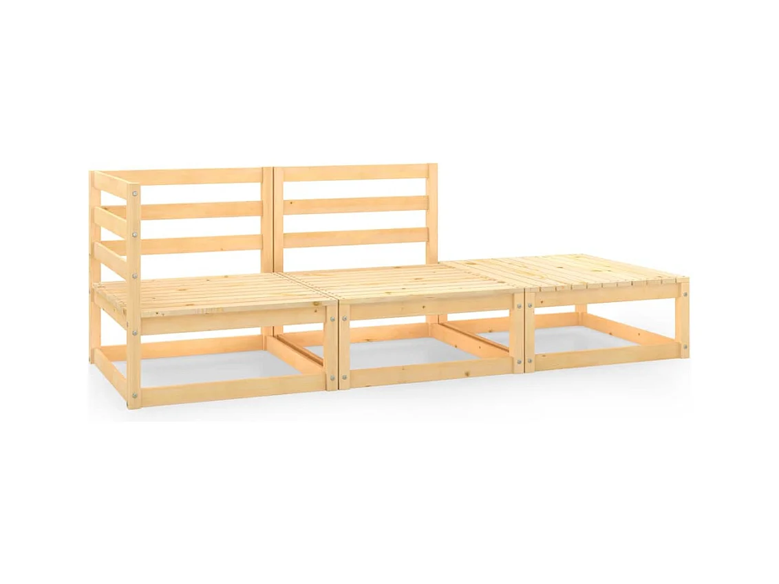 3-delige Loungeset massief grenenhout
