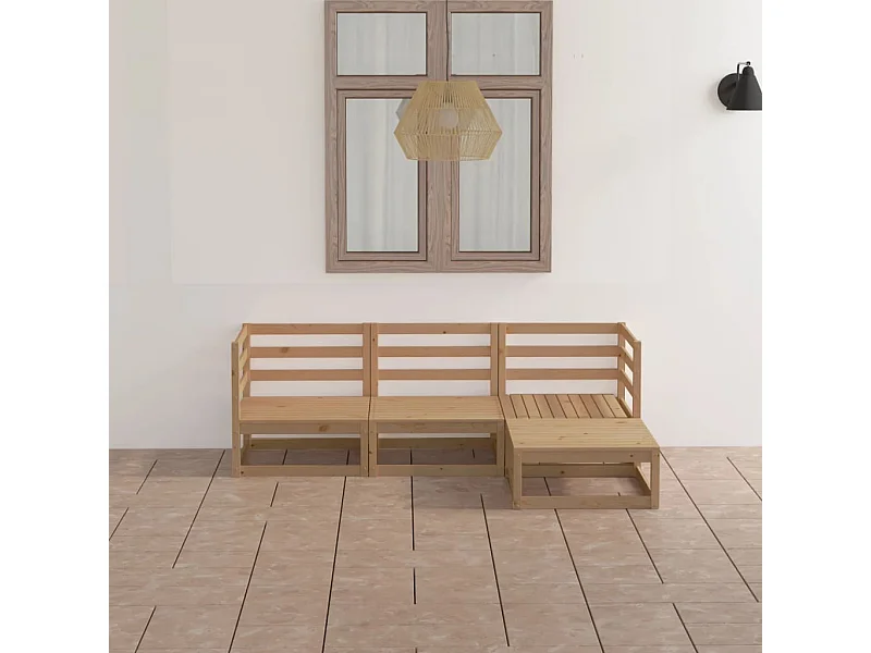 4 peças conjunto lounge de jardim pinho maciço castanho mel