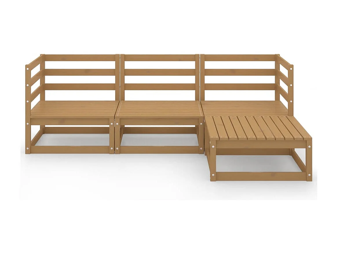Muebles de jardín 4 piezas marrón miel madera maciza de pino