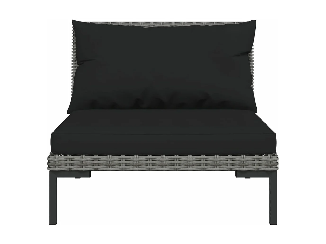 Set muebles jardín 4 piezas cojines ratán sintético gris oscuro