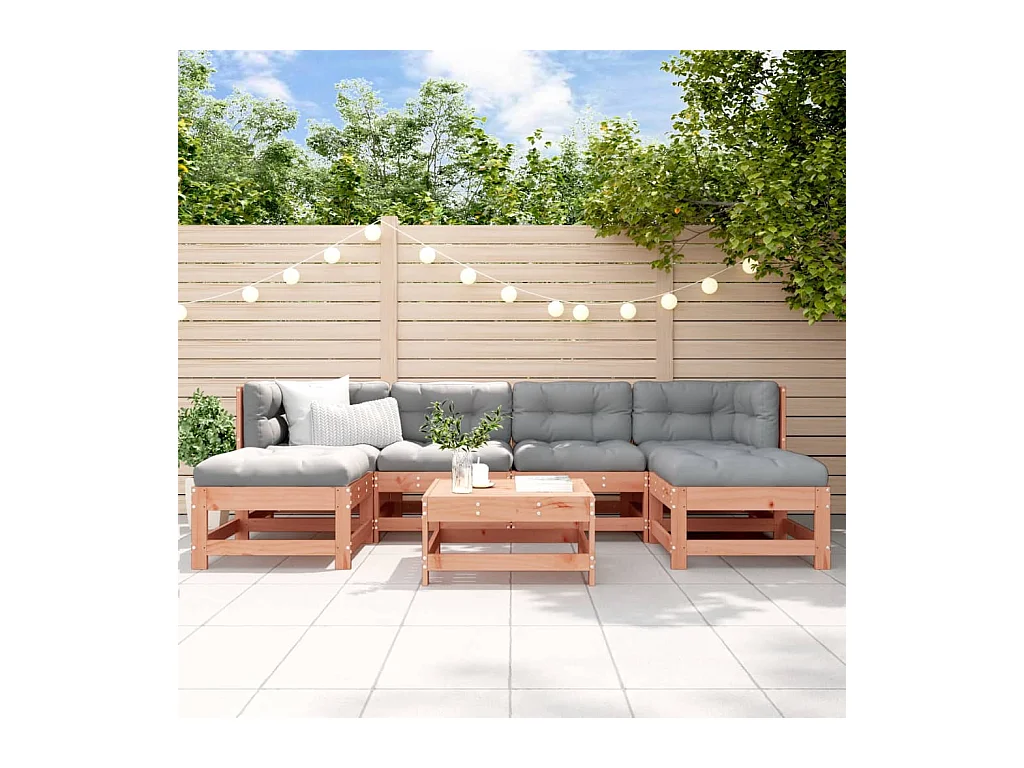 Salon de jardin 7 pièces avec coussins bois massif douglas