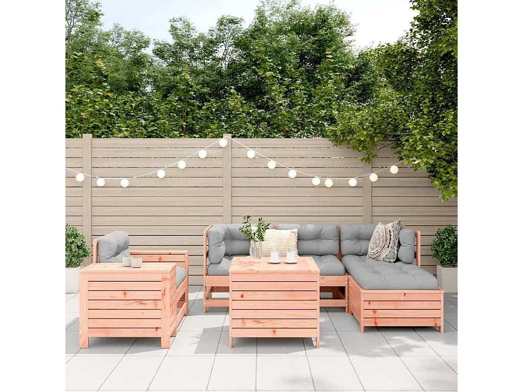 7 peças conjunto sofás jardim madeira abeto-de-douglas