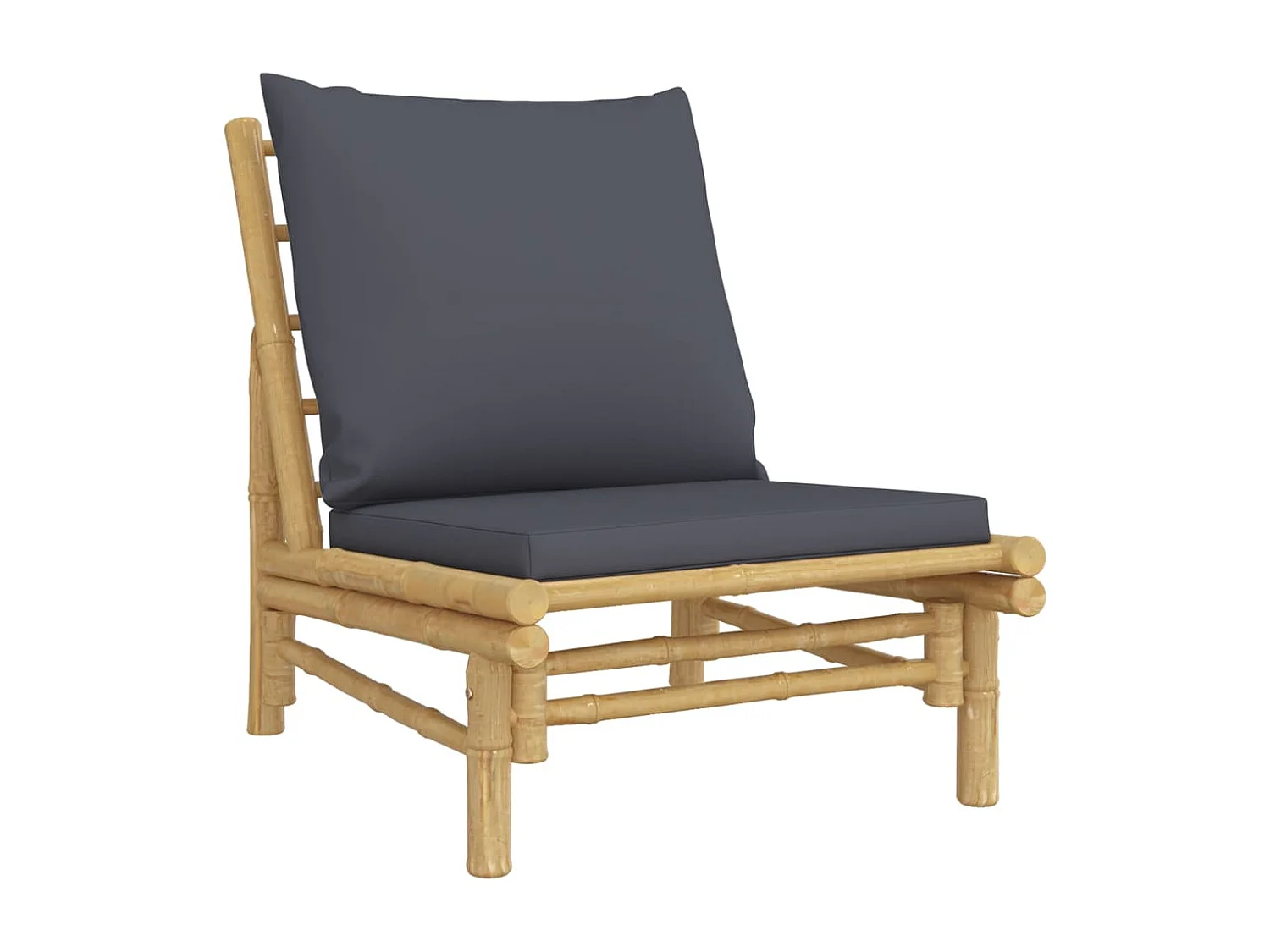 Set de muebles de jardín 4 piezas bambú con cojines gris oscuro
