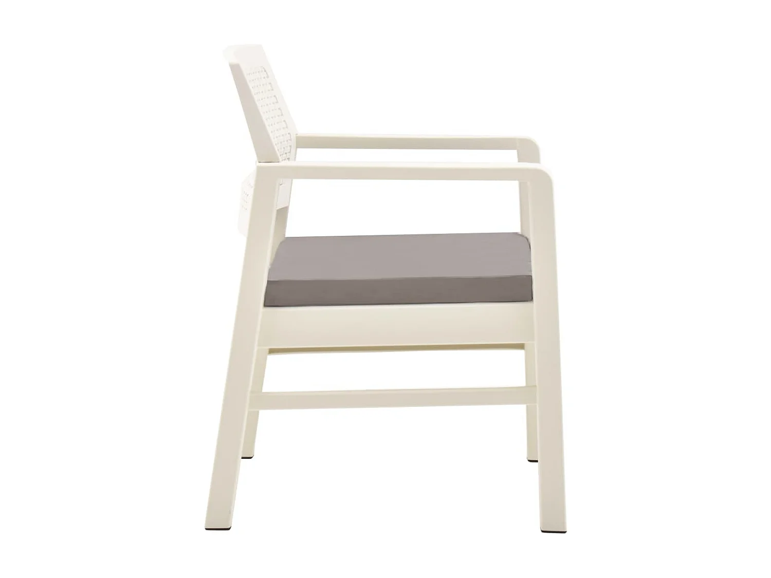 Salon de jardin 3 pièces avec coussins Plastique Blanc