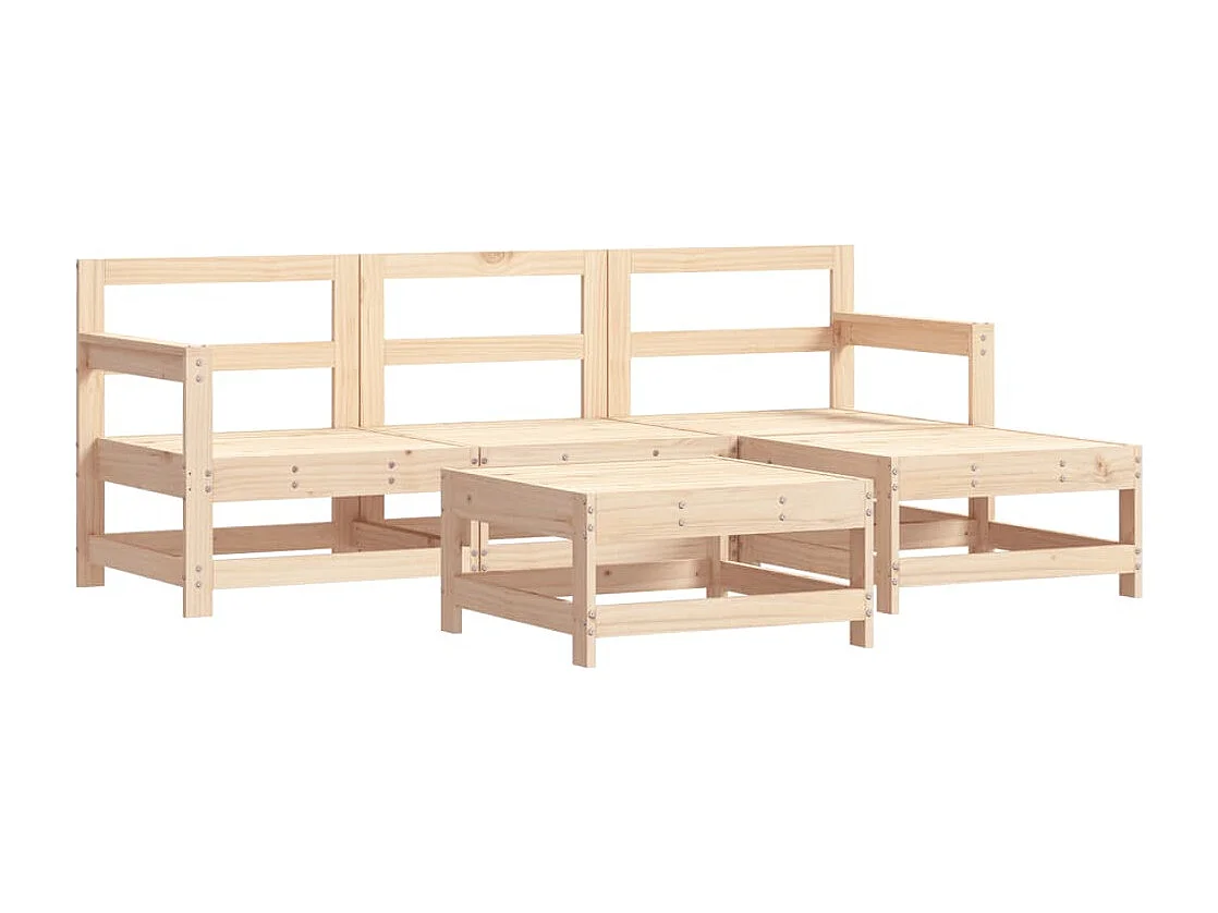 Salon de jardin 5 pièces avec coussins bois massif