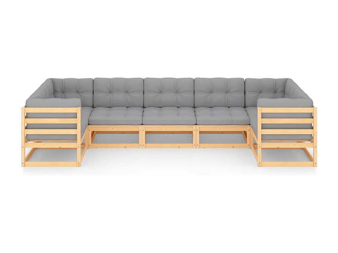 Juego de muebles de jardín 7 piezas y cojines madera pino maciza