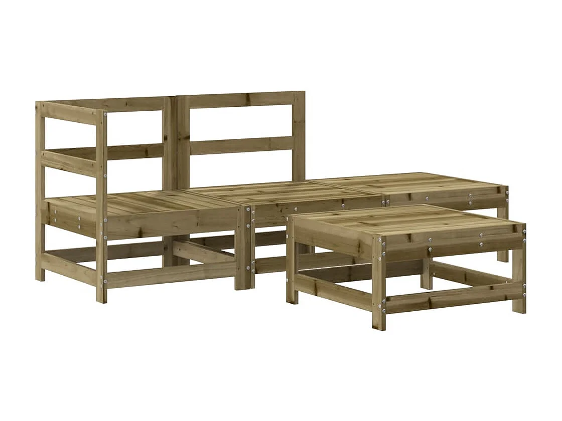 Salon de jardin 4 pièces avec coussins bois de pin imprégné