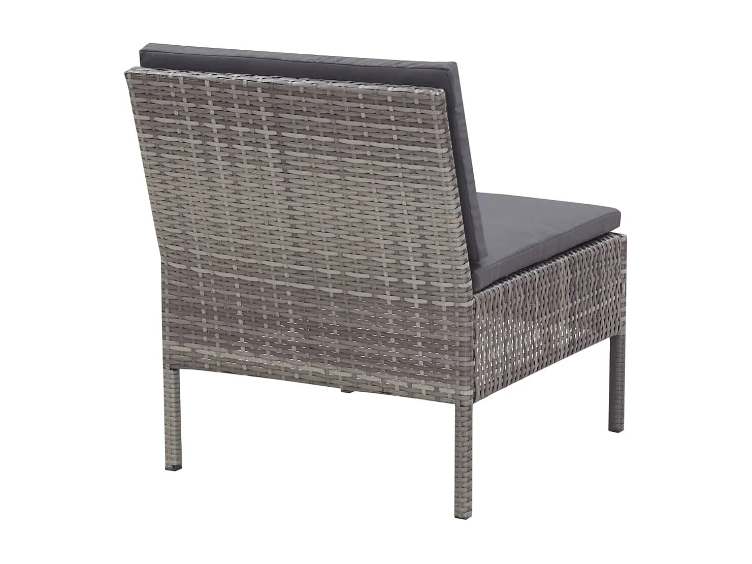 Salon de jardin 3 pièces avec coussins Résine tressée Gris