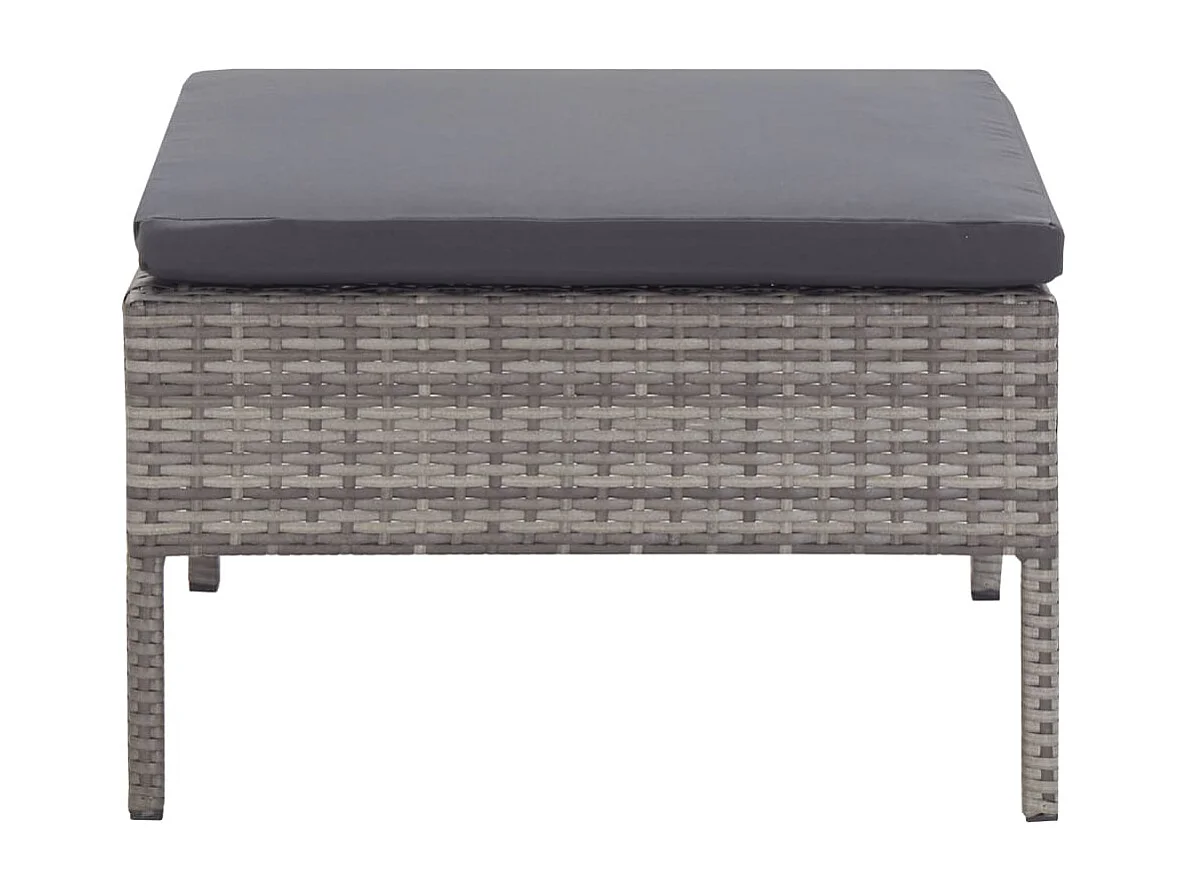 Salon de jardin 3 pièces avec coussins Résine tressée Gris