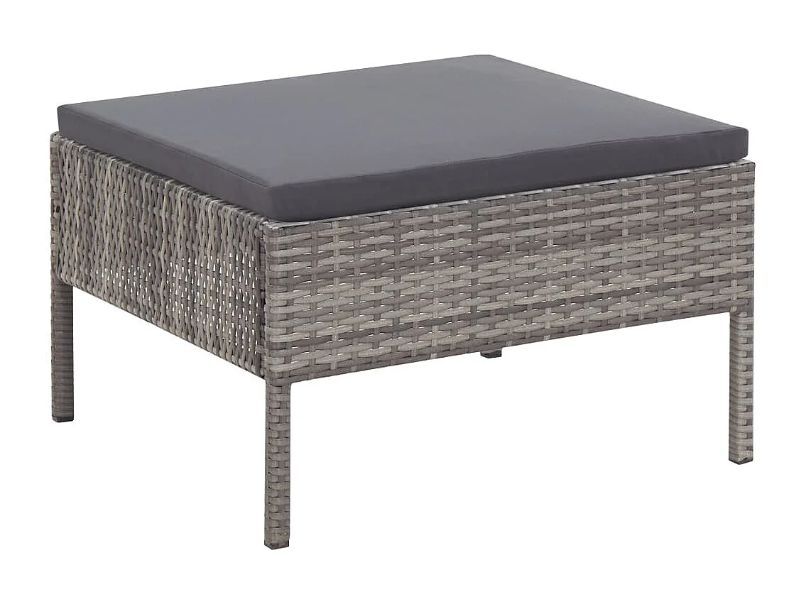 Salon de jardin 3 pièces avec coussins Résine tressée Gris