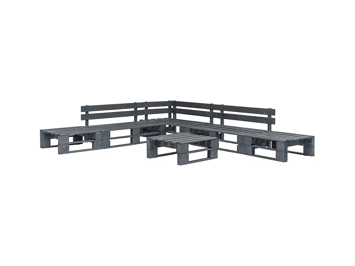 Salon de jardin palette 6 pièces Bois Gris