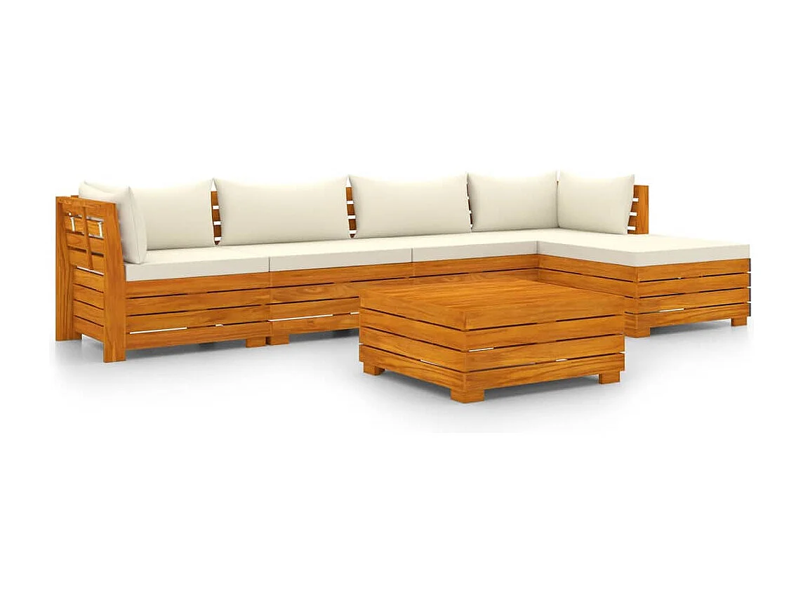 Salon de jardin 6 pièces avec coussins Bois d'acacia solide