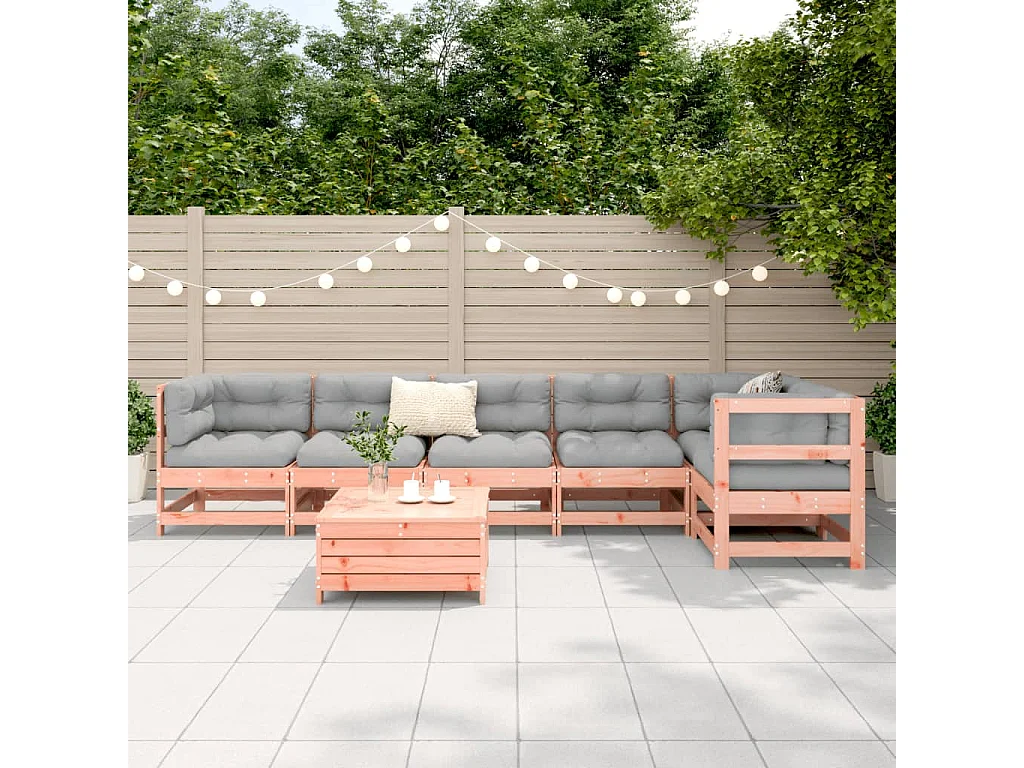 7 peças conjunto sofás jardim madeira abeto-de-douglas