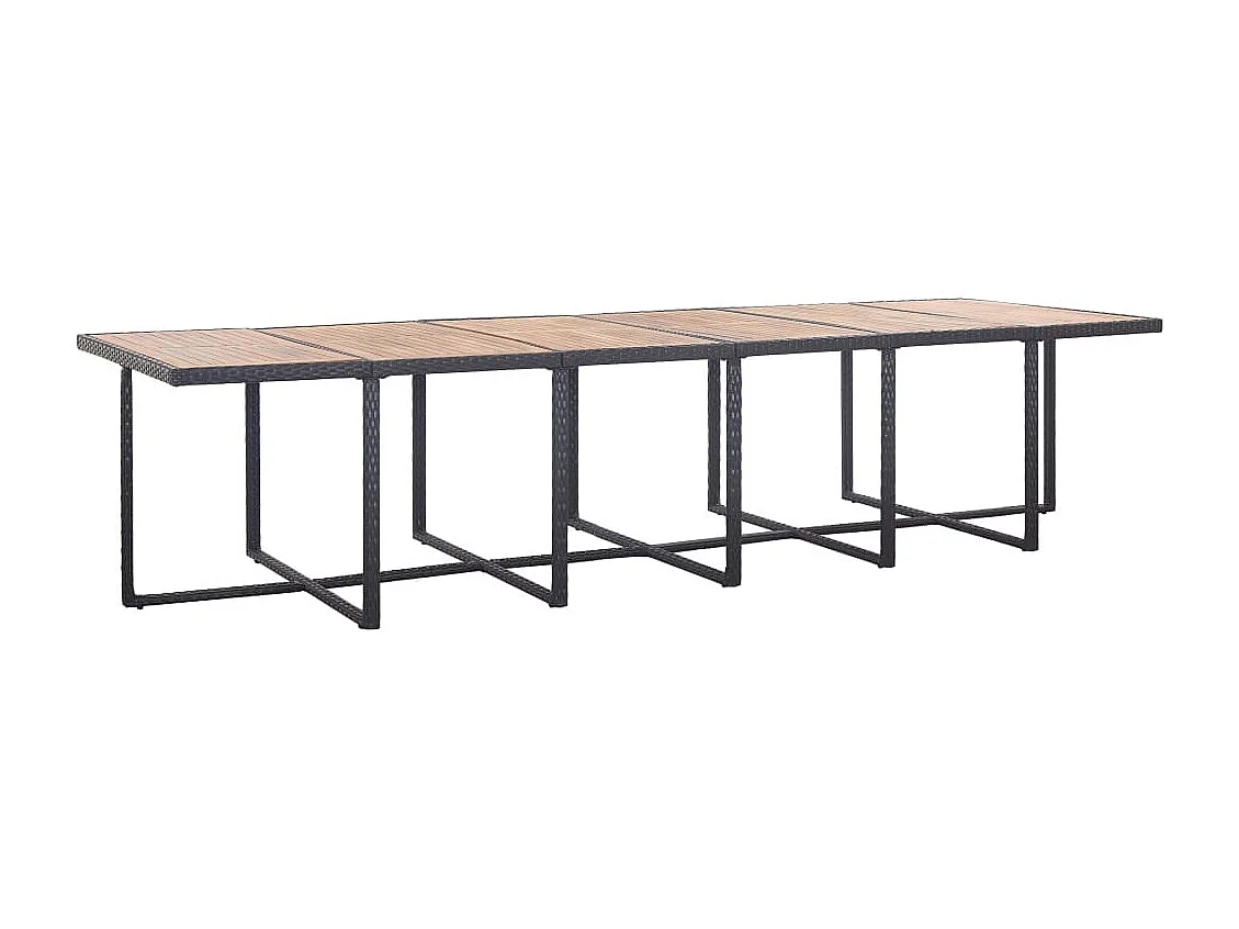 Set comedor de jardín 17 piezas y cojines ratán sintético negro