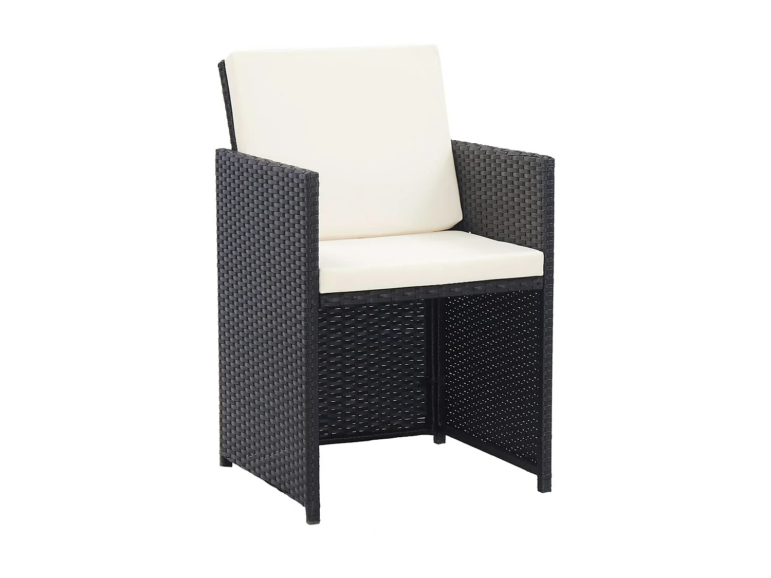 Set comedor de jardín 17 piezas y cojines ratán sintético negro