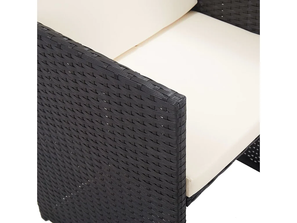 Set comedor de jardín 17 piezas y cojines ratán sintético negro