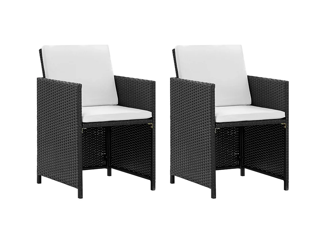 Salon de jardin encastrable 5 pièces et coussin Résine tressée Noir