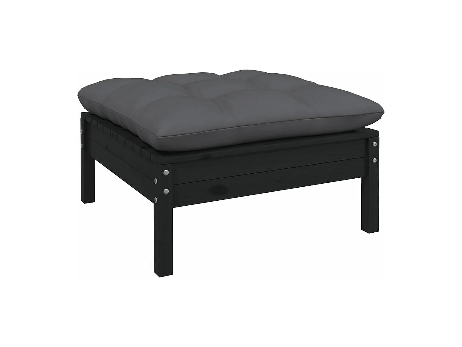 10 peças conjunto lounge jardim c/ almofadões pinho maciço preto