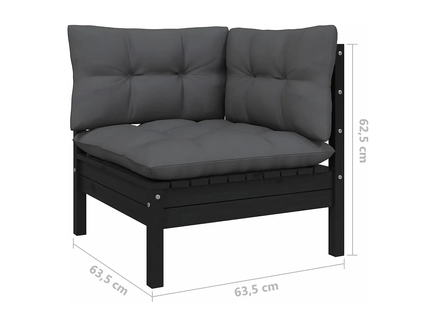 10 peças conjunto lounge jardim c/ almofadões pinho maciço preto