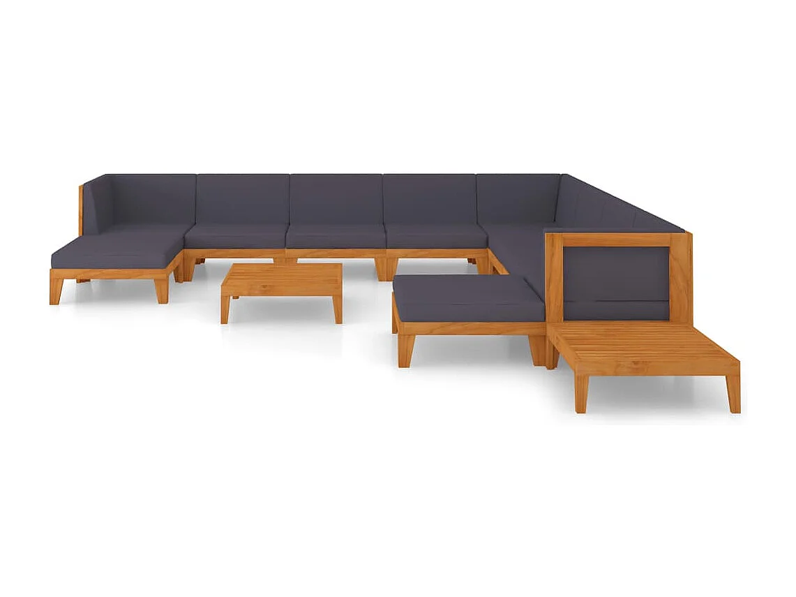12 peças conjunto lounge de jardim c/ almofadões acácia maciça